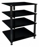 Norstone Bergen 2 Hi Fi AV Component Rack / Stand in Black With 4 Glass Shelves