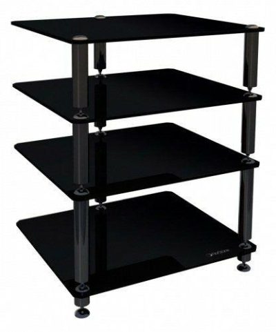 Norstone Bergen 2 Hi Fi AV Component Rack / Stand in Black With 4 Glass Shelves