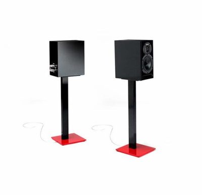Pair Of Black/Red Norstone ESSE STAND Speaker Stands 34kg Speakers