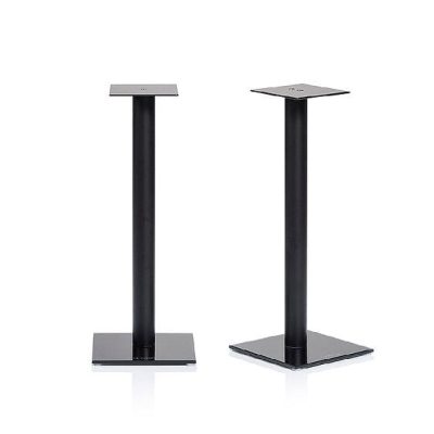 Pair of NorStone Epur 600mm High Black Glass & Brushed Steel Speaker Stands