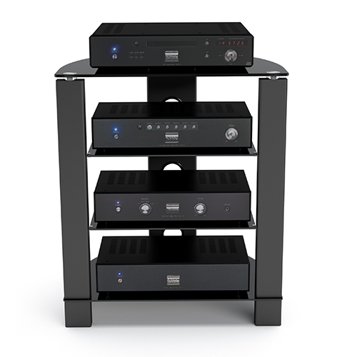 TTAP Vision 4 Shelf HiFi Stand In Black With Black Glass Stylish & Modern - Image 3