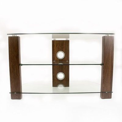 TTAP Vision TV Stand in Walnut* With 3 Clear Glass Shelves 800mm Wide 43" TV's