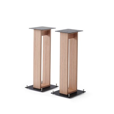 Pair Of Norstone Alva Plus 68cm High Steel Loudspeakers Stands In Walnut/Black or Oak*/Black