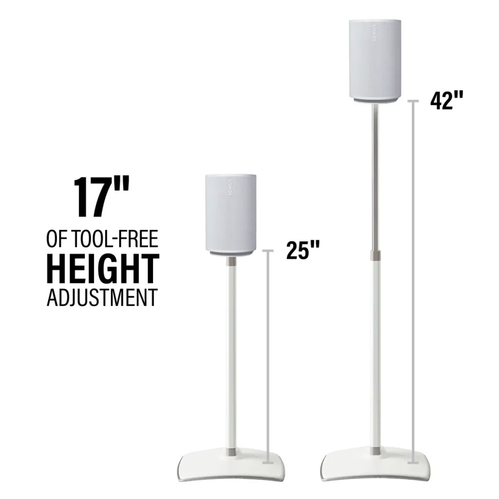 SANUS WSSE1A2 Height-Adjustable Speaker Stand for Sonos Era 100™ Black or White, Pair - Image 23