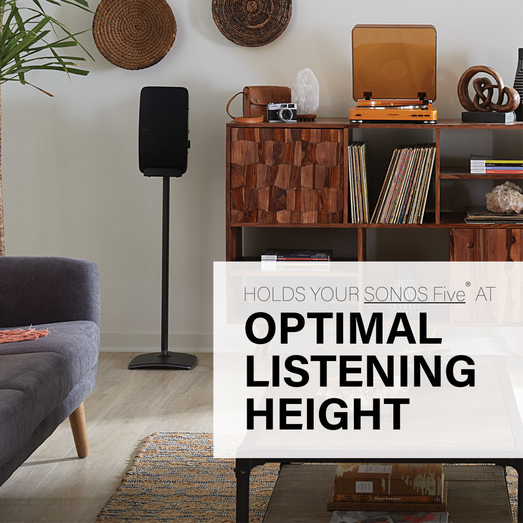 SANUS WSS52 Black or White Wireless Speaker Stands Designed for Sonos Five and Play: 5 Speakers - Image 7