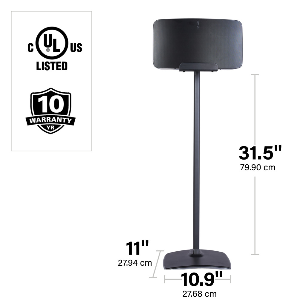 SANUS WSS52 Black or White Wireless Speaker Stands Designed for Sonos Five and Play: 5 Speakers - Image 2