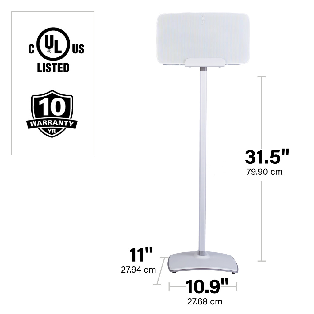 SANUS WSS52 Black or White Wireless Speaker Stands Designed for Sonos Five and Play: 5 Speakers - Image 4