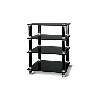 Norstone Stabbl Modular HiFi AV Unit Rack Audiophile Stand Black Tempered Glass