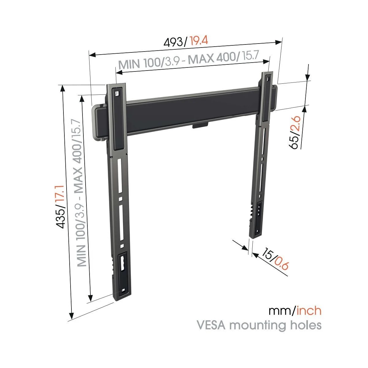 Vogels Elite TVM 5405 TV Black Fixed TV Wall Bracket 32-77" TVs - Image 2